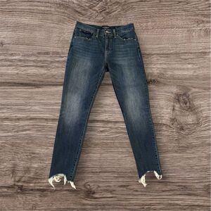 Lucky Brand Mid Rise Skinny Ava Blue Raw Hem Jeans Women's Size 10/30 Ankle